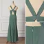 Modest / Simple Green Bridesmaid Dresses 2022 Trumpet / Mermaid Halter Sleeveless Backless Floor-Length / Long Bridesmaid