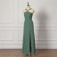 Modest / Simple Green Bridesmaid Dresses 2022 Trumpet / Mermaid Halter Sleeveless Backless Floor-Length / Long Bridesmaid