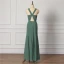 Modest / Simple Green Bridesmaid Dresses 2022 Trumpet / Mermaid Halter Sleeveless Backless Floor-Length / Long Bridesmaid