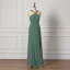 Modest / Simple Green Bridesmaid Dresses 2022 Trumpet / Mermaid Halter Sleeveless Backless Floor-Length / Long Bridesmaid