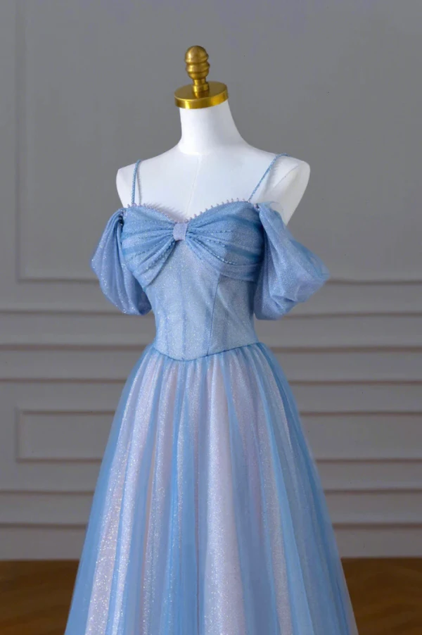 Western Bling Bling Sky Blue Beading Pearl Sequins Glitter Prom Dresses 2024 A-Line Long Western Bling Bling Sky Blue Beading Pearl Sequins Glitter Prom Dresses 2024 A-Line Long