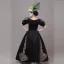 Vintage / Retro Medieval Black Flower Girl Dresses 2024 3D Lace Floral V-Neck Short Sleeve Floor-Length / Long A-Line / Princess Cosplay Prom Wedding Party Dresses