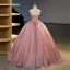 Simple Rose Sombre Organza Robe De Bal 2023 Robe Boule Bustier Sans Manches Dos Nu Longue Promo Robe De Ceremonie