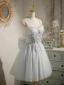Fashion Grey Birthday Party Dresses 2022 A-Line / Princess Spaghetti Straps Beading Pearl Sequins Sleeveless Backless Bow Floor-Length / Long Cocktail Party Formal Dresses