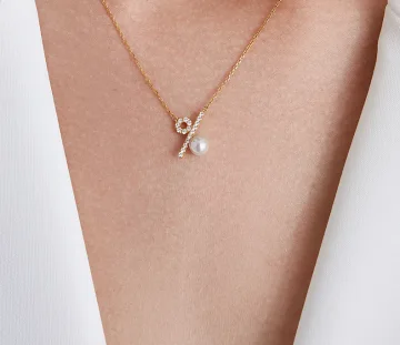 Charmig Guld Saterling Silver Pärla Rhinestone Bal Halsband Tillbehör 2023