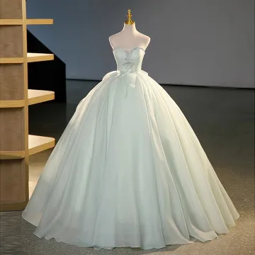 Élégant Vert Cendré Appliques Robe De Bal 2023 Robe Boule Bustier Sans Manches Dos Nu Longue Promo Robe De Ceremonie