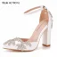 Élégant Blanche Faux Diamant Chaussure De Mariée 2023 Bride Cheville 7 cm Talons Aiguilles À Bout Pointu Mariage Sandales Talons Hauts