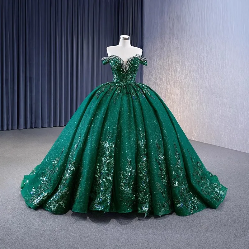 slim fit dress slacks Strapless Emerald Green Tulle Beaded A-line Cheap Evening Prom Dresses –  SposaDresses