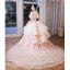 Charmant Rosa Fallende Rüsche Brautkleider / Hochzeitskleider 2023 Ballkleid Spaghettiträger Quaste Ärmellos Rückenfreies Schleife Stoffgürtel Kapelle-Schleppe Hochzeit