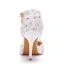 Charmant Blanche En Dentelle Fleur Perle Chaussure De Mariée 2022 T-Strap Faux Diamant 9 cm Talons Aiguilles À Bout Pointu Mariage Talons Hauts
