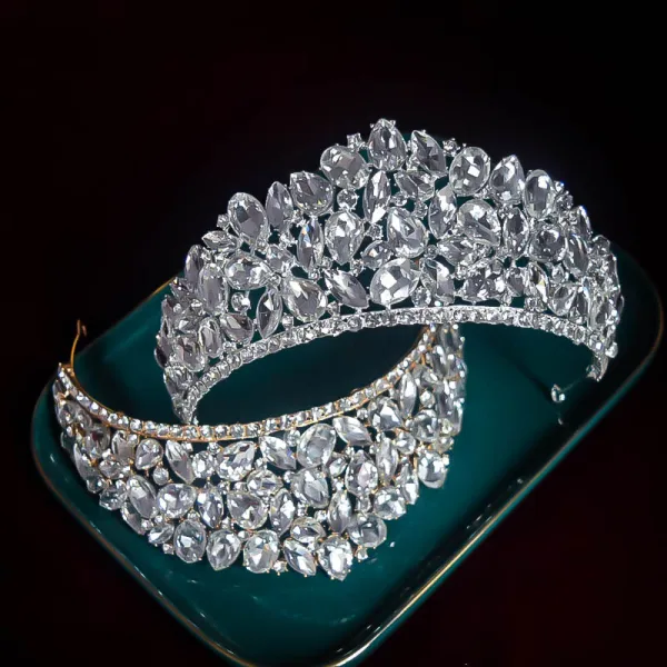 Błyszczące Białe Rhinestone Ślub Ozdoby Do Włosów Ślubne Tiara 2022