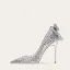 Sparkly Silver Sequins Bow Wedding Shoes 2024 10 cm Stiletto Heels Leather Pointed Toe Wedding Pumps High Heels