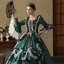 Couture Medieval Vintage / Retro Gothic Dark Green Appliques Lace Flower Bow Prom Dresses 2024 Ball Gown Square Neckline Bell sleeves Floor-Length / Long