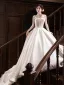 Elegant White Pearl Satin Wedding Dresses 2024 Ball Gown Strapless Sleeveless Backless Court Train Wedding