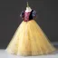Chic / Beautiful Yellow Lace Sequins Flower Girl Dresses 2022 Ball Gown Square Neckline Short Sleeve Backless Floor-Length / Long Prom Flower Girl Dresses