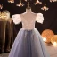 Chic / Beautiful Sky Blue Sequins Flower Girl Dresses 2022 A-Line / Princess Scoop Neck Puffy Short Sleeve Floor-Length / Long Prom Flower Girl Dresses