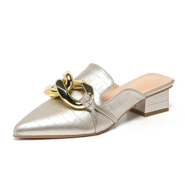 Schlicht Weiß Freizeit Sommer Sandalen Damen 2023 Spitzschuh Low Heel Sandaletten Hochhackige