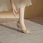 Schöne Nude Abend Wildleder Pumps 2022 Schleife Strass 8 cm Stilettos Spitzschuh Pumps Hochhackige