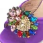 Chic / Beautiful Rhinestone Satin Purple Prom Womens Sandals Clutch Bags 2023 9 cm Open / Peep Toe Crystal Thick Heels Sandals High Heels Clutch Bags