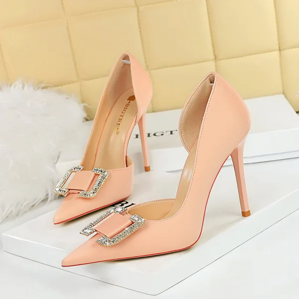 Sexy Black Evening Party Rhinestone Womens Shoes High Heels 2023 10 cm Stiletto Heels Satin Pointed Toe Womens Shoes
