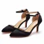 Schlicht Schwarz Ball Sandalen Damen 2024 Knöchelriemen 7 cm Stilettos Spitzschuh Hochhackige