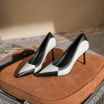 Chic Beautiful Two Tone Black Street Wear Pumps 2022 8 Cm Stiletto Heels Pointed Toe Pumps High Heels