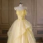 Chic / Beautiful Yellow Prom Dresses 2022 Ball Gown Spaghetti Straps Pearl Rhinestone Sequins Sleeveless Floor-Length / Long Formal Dresses