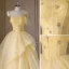 Chic / Beautiful Yellow Prom Dresses 2022 Ball Gown Spaghetti Straps Pearl Rhinestone Sequins Sleeveless Floor-Length / Long Formal Dresses