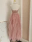 Chic / Beautiful Blushing Pink Cascading Ruffles Prom Dresses 2023 A-Line / Princess Strapless Sleeveless Backless Floor-Length / Long Prom Formal Dresses