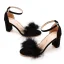 Simple Rougissant Rose Vêtement de rue Désinvolte Été Sandales Femme 2023 Bride Cheville Plumes 7 cm Talons Épais Peep Toes / Bout Ouvert Sandales Talons Hauts