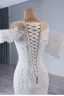 Luxury / Gorgeous White Handmade  Beading Rhinestone Lace Flower Cascading Ruffles Wedding Dresses 2024 Trumpet / Mermaid Scoop Neck Short Sleeve Court Train Wedding