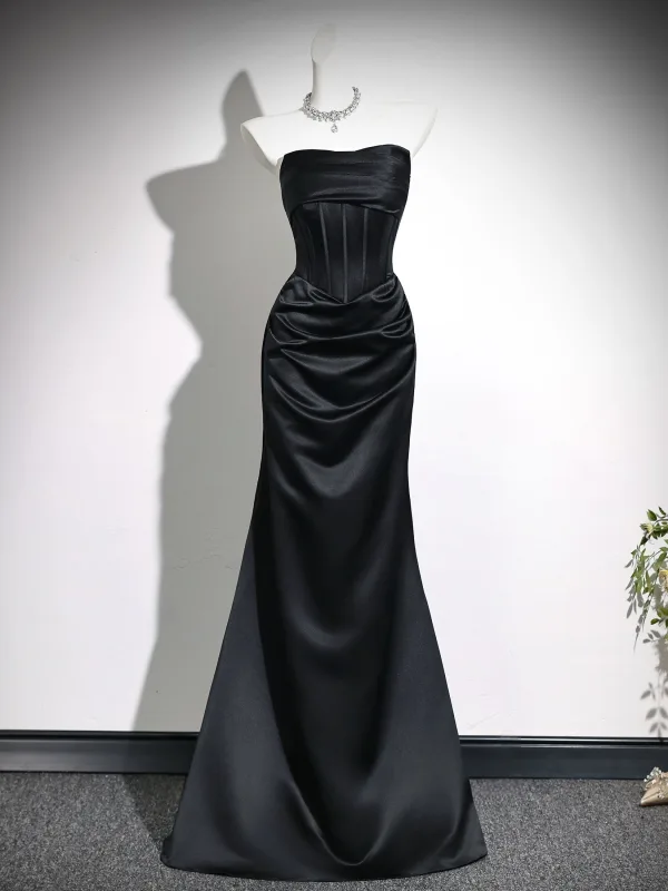 Vintage / Retro Black Evening Dresses 2026 Trumpet / Mermaid Off-The-Shoulder Short Sleeve Backless Floor-Length / Long Formal Dresses