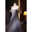 High-end Charming Lavender Beading Rhinestone Prom Dresses 2023 A-Line / Princess Off-The-Shoulder Sleeveless Backless Floor-Length / Long Formal Dresses