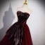 Charming Burgundy Prom Dresses 2023 Ball Gown Strapless Sleeveless Backless Sweep Train Prom Formal Dresses