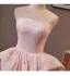 Fashion Blushing Pink Flower Prom Dresses 2024 Ball Gown Strapless Sleeveless Backless Sweep Train Prom Formal Dresses