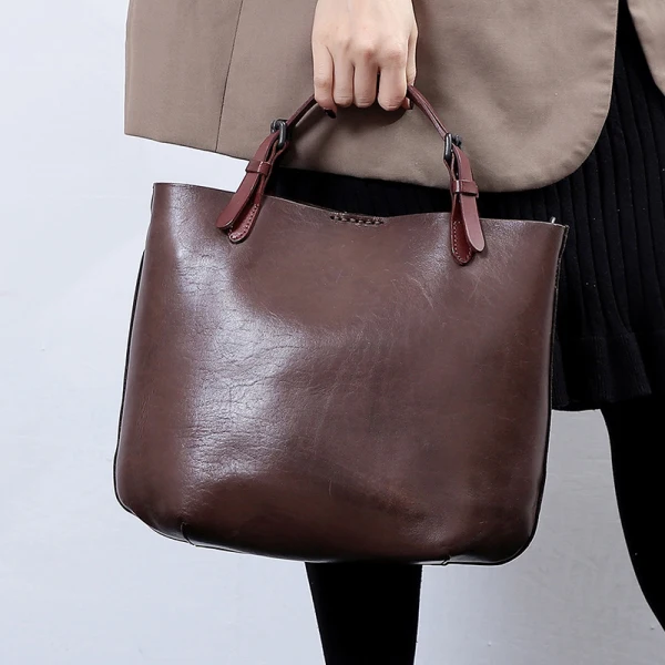 Vintage / Retro Modern / Fashion Brown Casual Women's Bags 2022 Leather Tote Bag Shoulder Bags