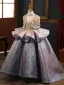 High-end Lavender Beading Glitter Pearl Rhinestone Sequins Cascading Ruffles Birthday Flower Girl Dresses 2024 Ball Gown Scoop Neck Sleeveless