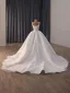 Vintage / Retro High-end White Handmade  Pearl Wedding Dresses 2026 Ball Gown U-Neck Sleeveless Backless Chapel Train