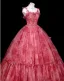 Fancy Candy Pink Floral Appliques Prom Dresses 2025 Ball Gown Spaghetti Straps Sleeveless Backless Floor-Length / Long Prom Formal Dresses