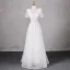 Chic / Beautiful White Beading Sequins Prom Dresses 2024 A-Line / Princess Scoop Neck Short Sleeve Backless Floor-Length / Long Prom Formal Dresses