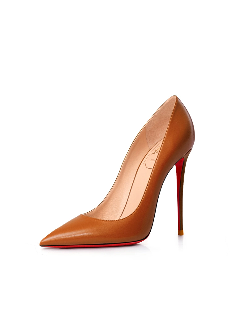 Chic Belle Marron Promo Semelle Rouge Escarpins 2023 Cuir 12 cm Talons Aiguilles A Bout Pointu