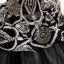 Elegant Black Sequins Lace Flower Prom Dresses 2022 Ball Gown Scoop Neck Sleeveless Backless Floor-Length / Long Prom Formal Dresses