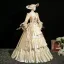 Vintage / Retro Medieval Champagne Lace Flower Sequins Prom Dresses 2025 Ball Gown Square Neckline Cap Sleeves Floor-Length / Long Prom Formal Dresses