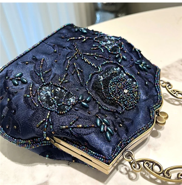 Vintage / Retro Navy Blue Beading Prom Clutch Bags 2024