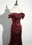 Sexy Burgunderrot Gespaltete Front Ballkleider 2024 Meerjungfrau Off Shoulder Ärmellos Rückenfreies Sweep / Pinsel Zug Ball Festliche Kleider