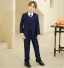 Bleu Marine Manches Longues 5 pièces Mariage Costume Garçon Mariage 2024 Manteau Pantalon Chemise Cravate Gilet