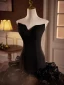 Charming Black Cascading Ruffles Prom Dresses 2024 Crossed Straps Trumpet / Mermaid Strapless Sleeveless Backless Floor-Length / Long Prom Formal Dresses