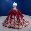 High-end Vintage / Retro Burgundy Sequins Lace Flower Prom Dresses 2022 Ball Gown Cascading Ruffles Spaghetti Straps Sleeveless Backless Chapel Train Prom