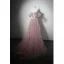 Charmant Gris Rougissant Rose Perlage Faux Diamant Paillettes Robe De Soirée 2022 Trompette / Sirène De l'épaule Manches Courtes Dos Nu Train De Balayage Soirée Robe De Ceremonie