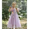 Lovely Lavender Birthday Flower Girl Dresses 2023 A-Line / Princess Square Neckline Short Sleeve Floor-Length / Long Flower Girl Dresses